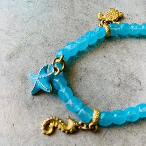Jewelry - Aqua Blue Beaded Sea Life Charm Bracelet Jewelry - Aqua Blue Beaded Sea Life Charm Bracelet